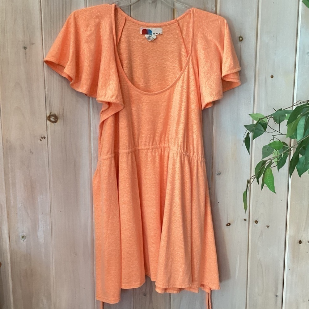 Free People Peach Orange Short Sleeve Swim Coverup